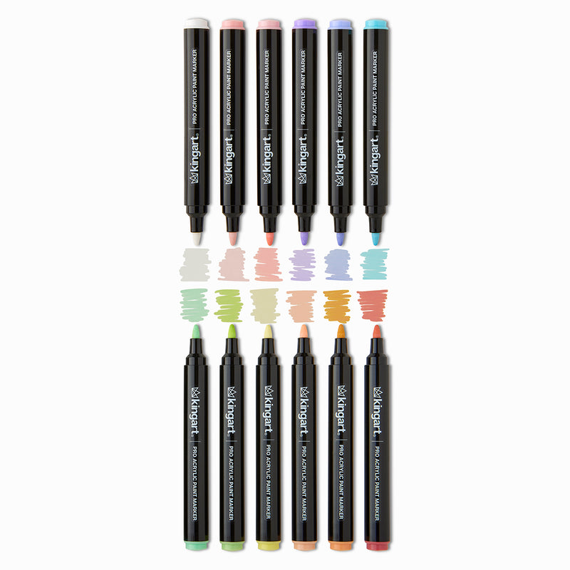 PRO Acrylic Paint Markers 12 Pastel Colors - MARKERS & PENS - KINGART
