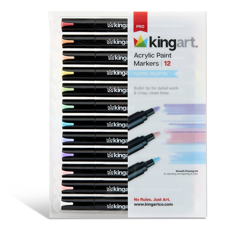 PRO Acrylic Paint Markers 12 Pastel Colors - MARKERS & PENS - KINGART