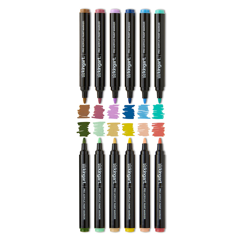 PRO Acrylic Paint Markers 12 Vintage Colors - MARKERS & PENS - KINGART