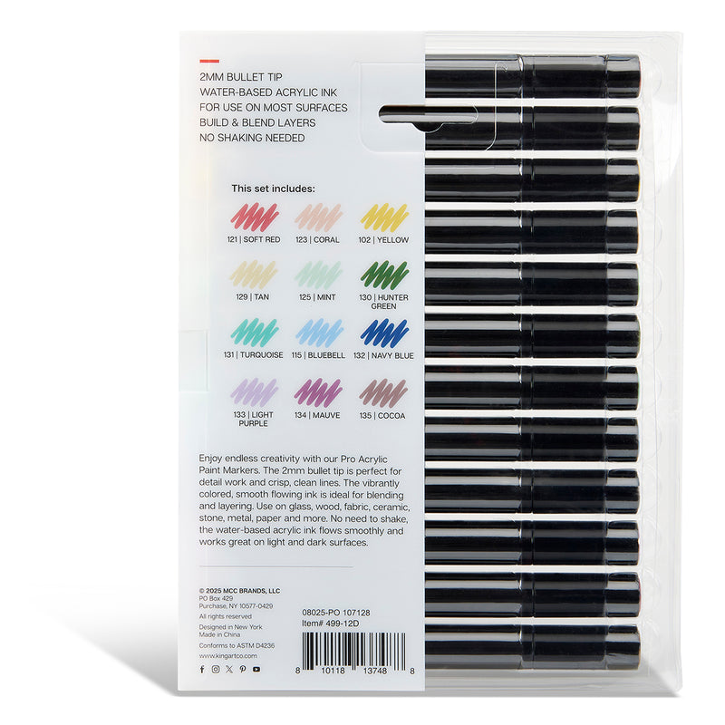 PRO Acrylic Paint Markers 12 Vintage Colors - MARKERS & PENS - KINGART