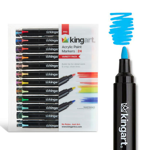 PRO Acrylic Paint Markers – 2mm Bullet Tip - 24 Colors - MARKERS & PENS - KINGART