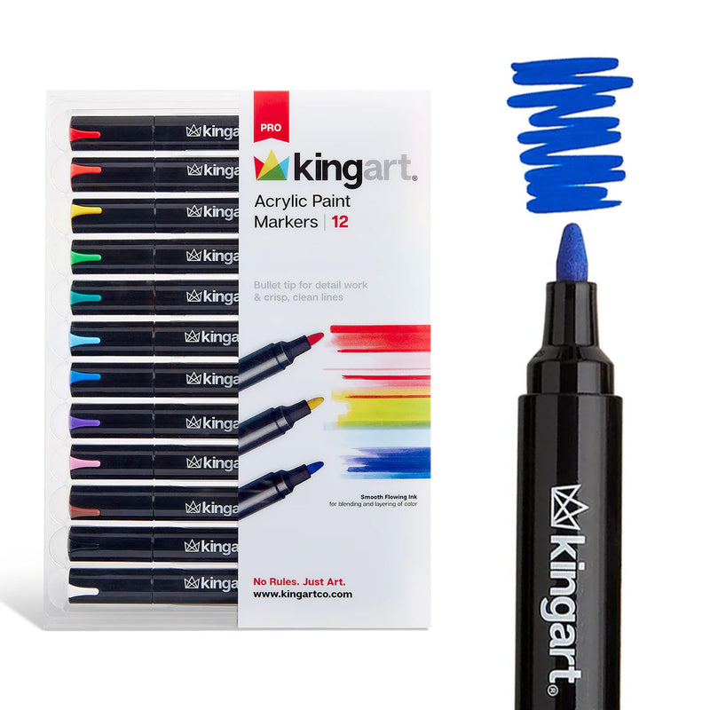 Acrylic Paint Markers 12 Bright Colors - Pro - KINGART