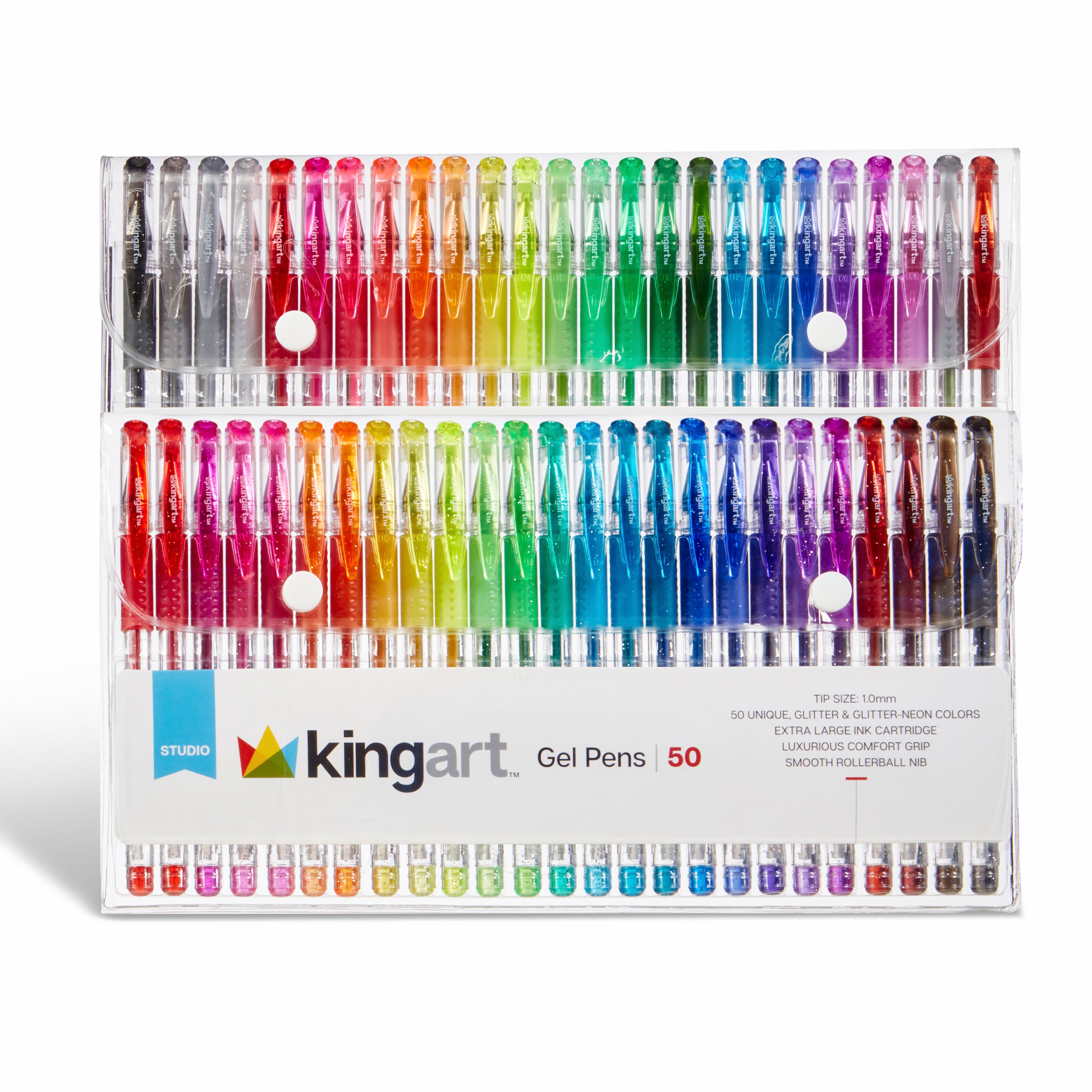 KINGART Soft Grip Glitter Gel Stifte, 30 Stück – Mit Weichem Griff, Neon & Glitzer, Für Mandalas, Karten & Mehr