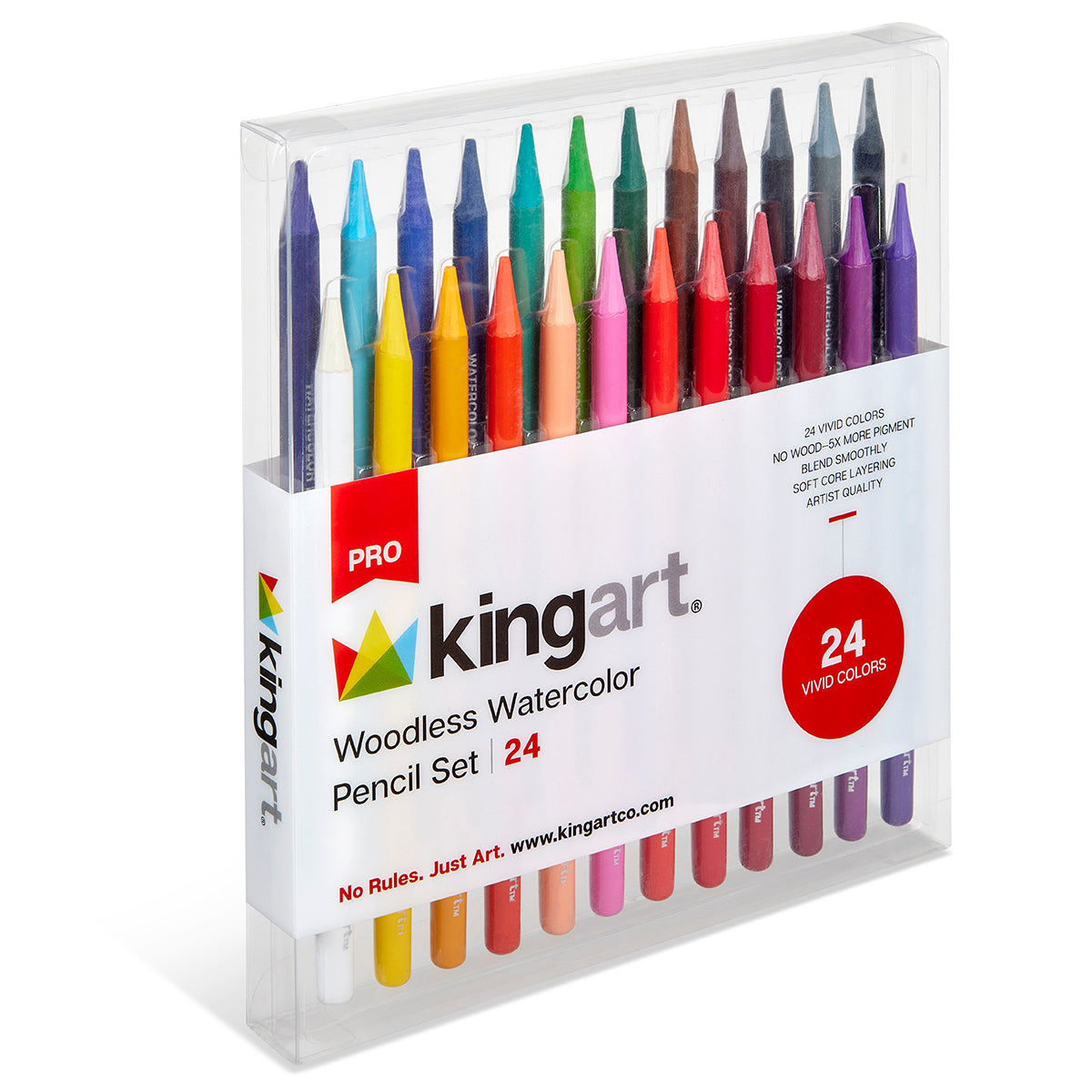 No Wood. All Color. PRO Woodless Watercolor Pencils, 24 Colors