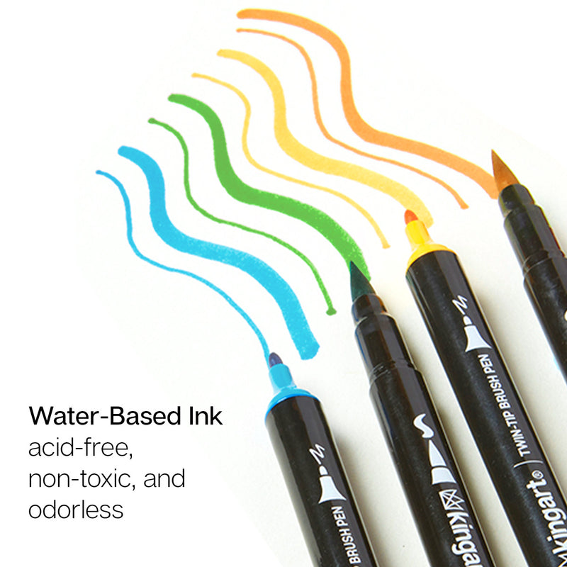 Twin-Tip™ Brush Pens 12 PASTEL Colors - Pro - KINGART