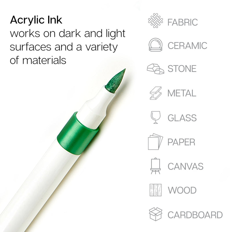 Acrylic Paint Brush Tip Markers 24 Metallic Colors - Studio - KINGART