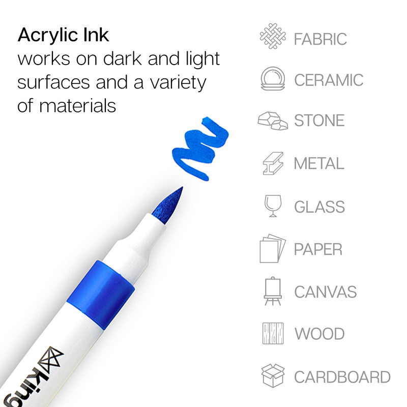 Acrylic Paint Brush Tip Markers 24 Colors - Studio - KINGART