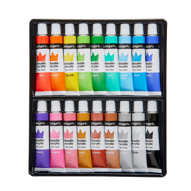 Acrylic Paint 18 Metallic Colors - Studio - KINGART®