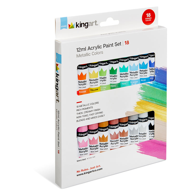 Acrylic Paint 18 Metallic Colors - Studio - KINGART®