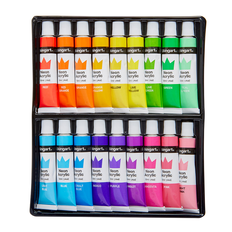 Acrylic Paint 18 Neon Colors - Studio - KINGART®