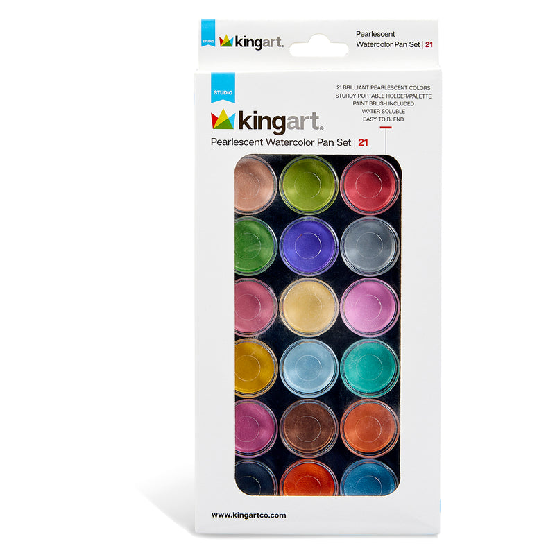 Watercolor Paint 21 Pearlescent Colors - Studio - KINGART®