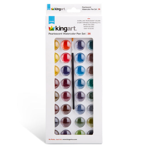 Watercolor Paint Set, 36 Pearlescent Colors - Studio - KINGART®