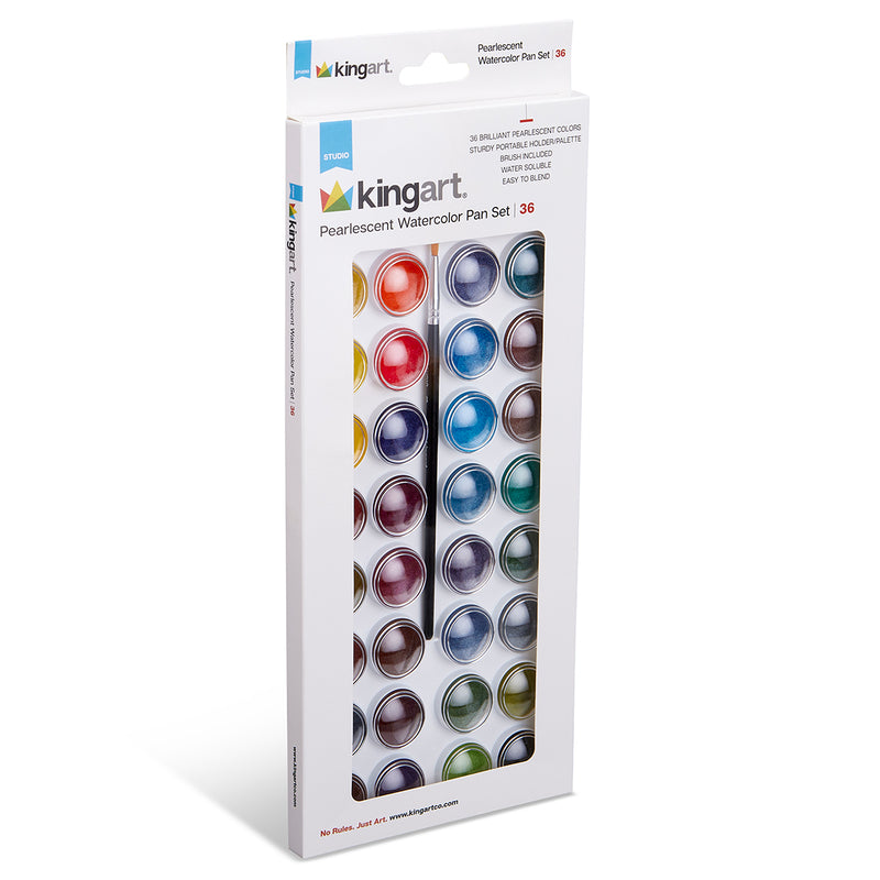 Watercolor Paint Set, 36 Pearlescent Colors - Studio - KINGART®