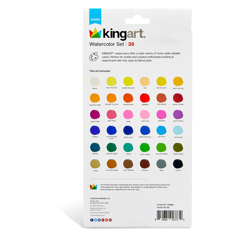 Watercolor Pan Set, 36 Colors - Studio - KINGART®