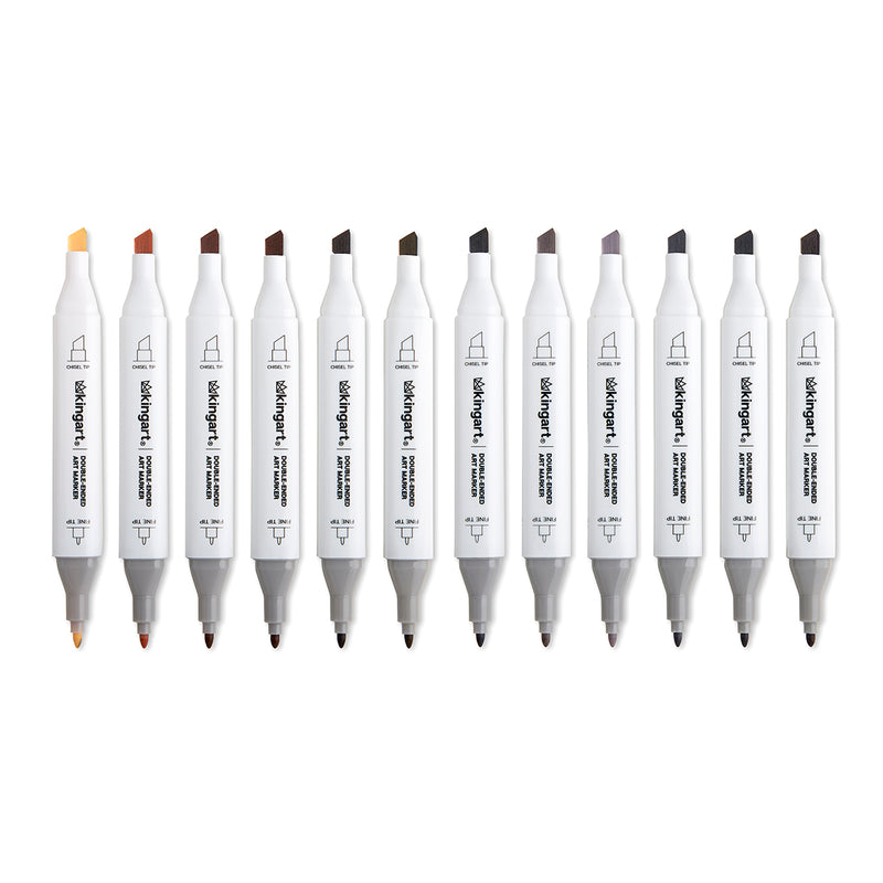 PRO Double-Ended Alcohol Markers 12 Neutral Colors - Pro - KINGART