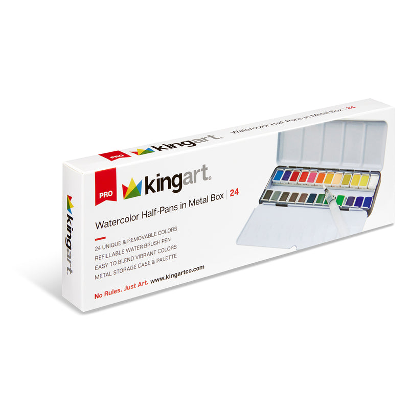 PRO Watercolor Half Pans in Metal Box – 24 Colors