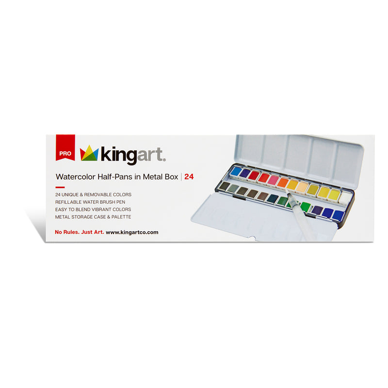 PRO Watercolor Half Pans in Metal Box – 24 Colors