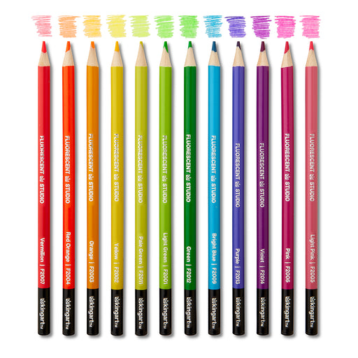 Colored Pencils 12 Neon Colors - Studio - KINGART