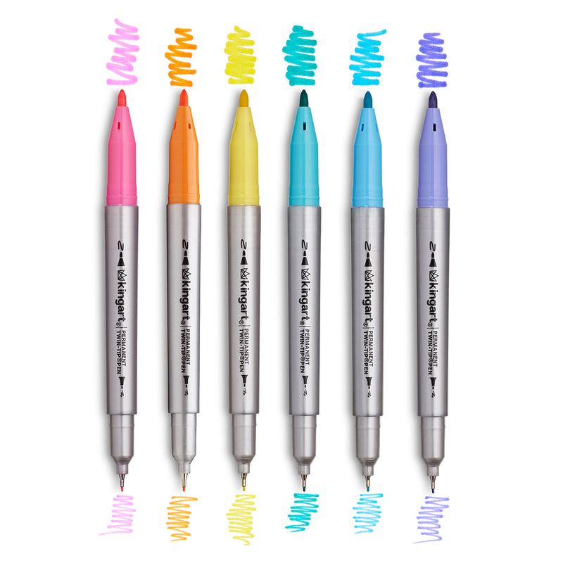 Twin-Tip™ Permanent Fine & Ultra Fine Pens 6 Fashion Colors - Studio - KINGART