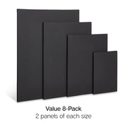 Black Canvas Panels 8 pc - STRETCHED CANVAS & PANEL BOARDS - KINGART