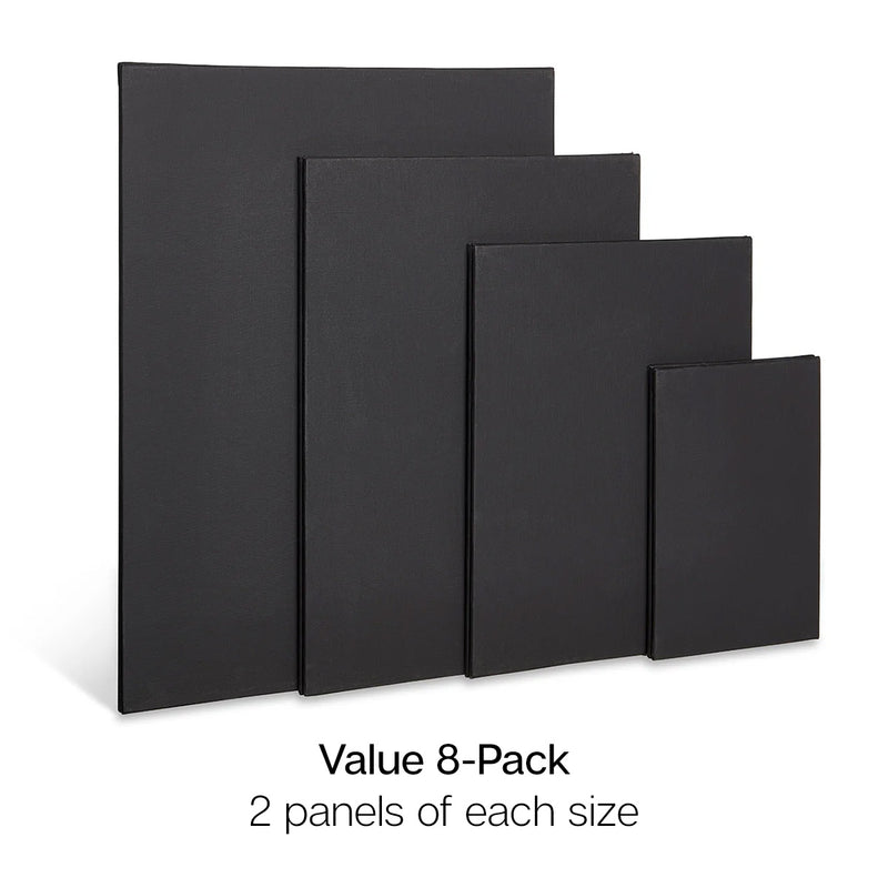 Black Canvas Panels 8 pc - STRETCHED CANVAS & PANEL BOARDS - KINGART