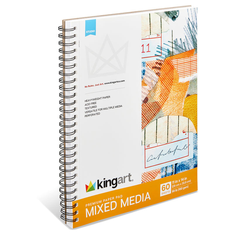 Mixed Media Spiral Sketchbook, 11” x 14”, 60-Sheets - Studio - KINGART®