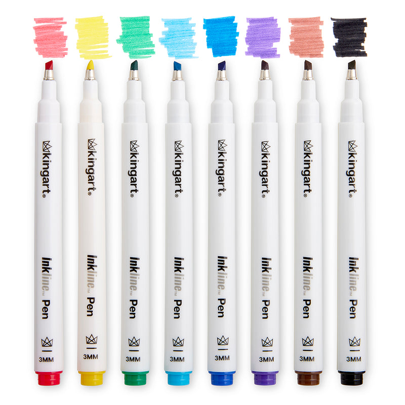 Inkline™ Chisel Tip Pens 8 Colors - Pro - KINGART