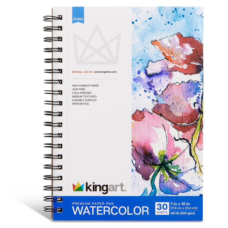 Watercolor Paper Pad Bundle – 3 Pack (5.5”x8.5”, 7”x10”, 9”x12”) – Cold Press, 140lb (300gsm) - ARTIST PAPER - KINGART