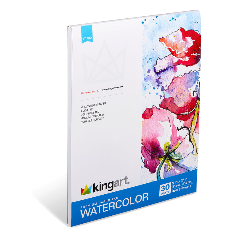 Watercolor Paper Pad, 9” X 12” 30 Sheets - Studio - KINGART®
