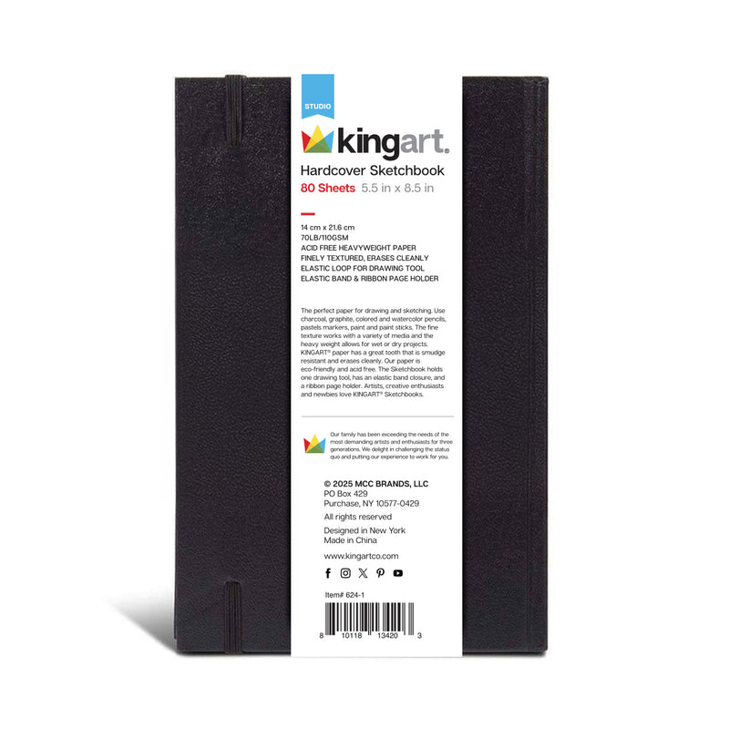 Hardcover Sketchbook 5.5” x 8.5” 80 sheets - ARTIST PAPER - KINGART