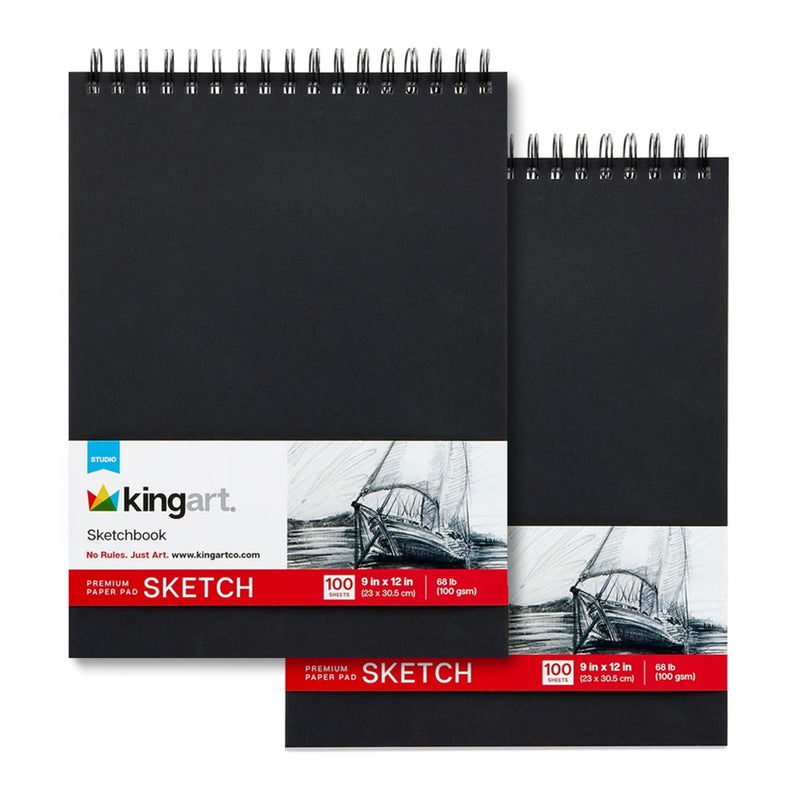 Sketch Paper Pad - Top Spiral - 9" x 12" - 2 Pack - 100 Sheets