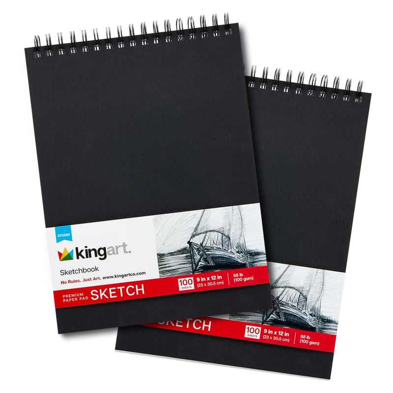 Sketch Paper Pad - Top Spiral - 9" x 12" - 2 Pack - 100 Sheets
