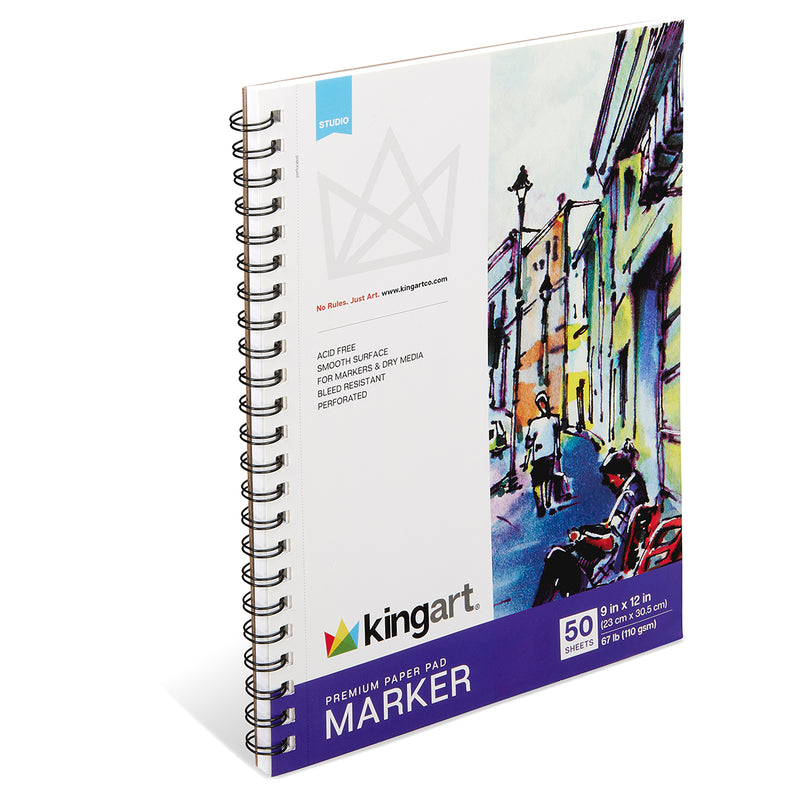 Marker Paper Pads - Side Spiral – 9" x 12" (2 Pack, 50 Sheets Each) - ARTIST PAPER - KINGART