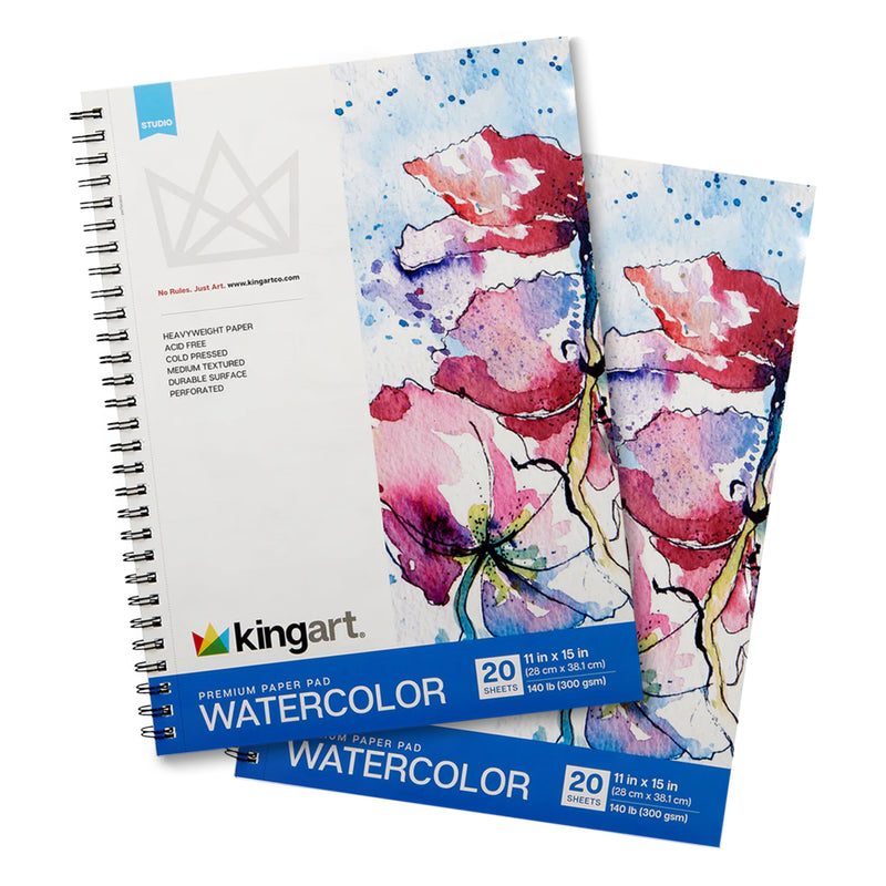Watercolor Paper Pads – 11" x 15" (2 Pack, 20 Sheets Each)