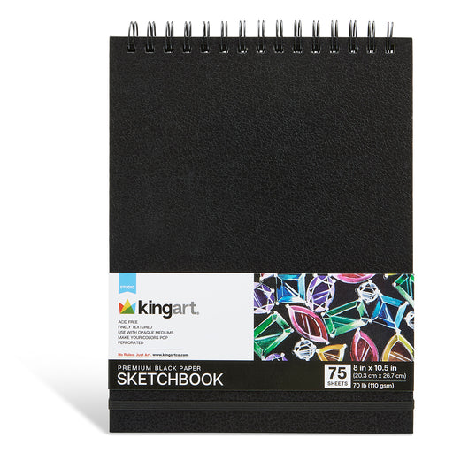 Black Paper Sketchbook  8" x 10.5" - 75 Sheets - ARTIST PAPER - KINGART
