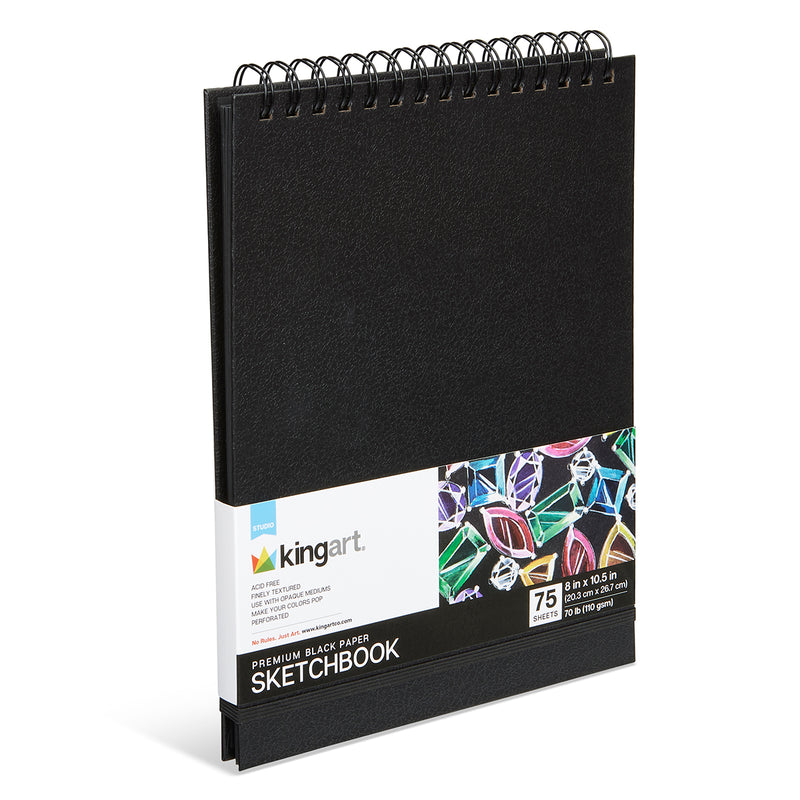 Black Paper Sketchbook  8" x 10.5" - 75 Sheets - ARTIST PAPER - KINGART