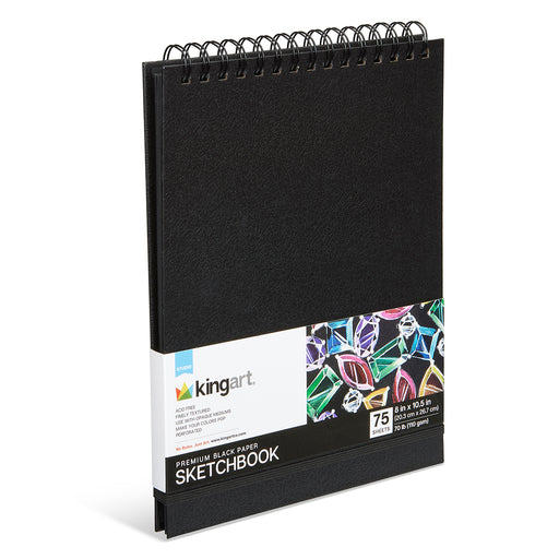 Black Paper Sketchbook  8" x 10.5" - 75 Sheets - ARTIST PAPER - KINGART
