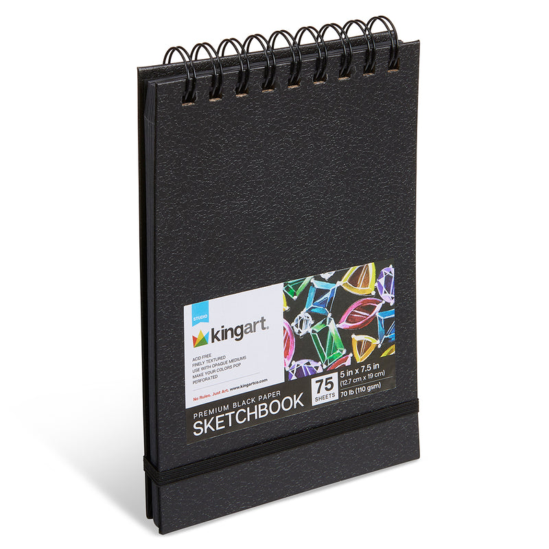Black Paper Sketchbook – 5" x 7.5" | 75 Sheets Each | 2-Pack - ARTIST PAPER - KINGART