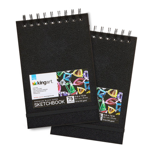 Black Paper Sketchbook – 5" x 7.5" | 75 Sheets Each | 2-Pack - ARTIST PAPER - KINGART