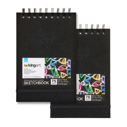 Black Paper Sketchbook – 5" x 7.5" | 75 Sheets Each | 2-Pack - ARTIST PAPER - KINGART