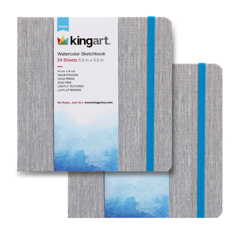 Hardcover Watercolor Sketchbook - 5.5” x 5.5” 140lb (300g) - 2 pack - 24 Sheets