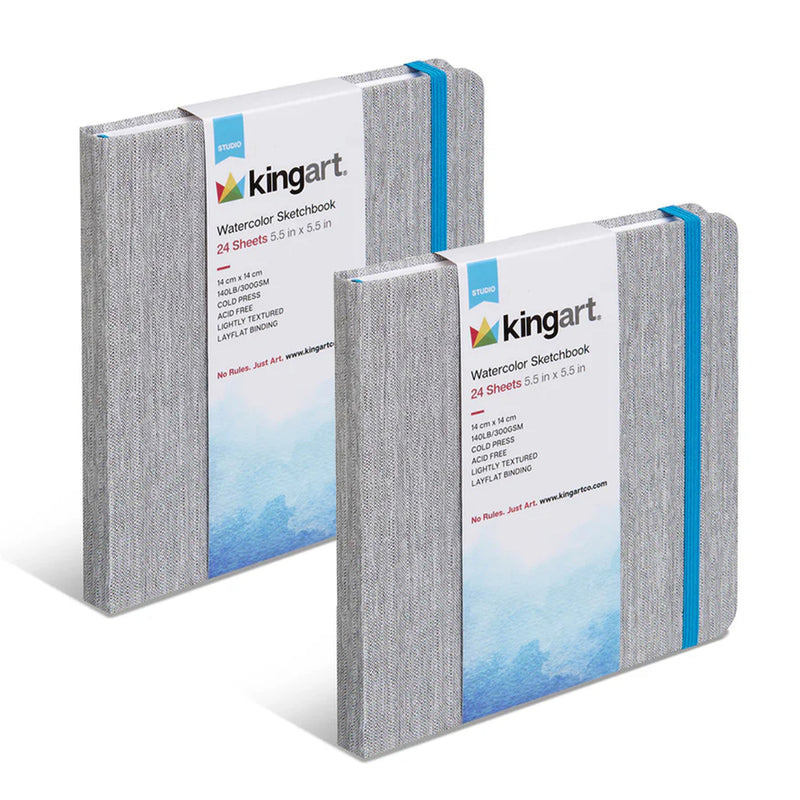 Hardcover Watercolor Sketchbook - 5.5” x 5.5” 140lb (300g) - 2 pack - 24 Sheets