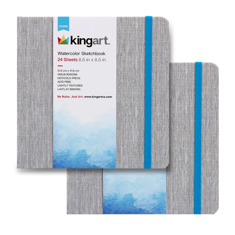 Hardcover Watercolor Sketchbook - 8.5” x 8.5” 140lb (300g) - 2 Pack - 24 Sheets
