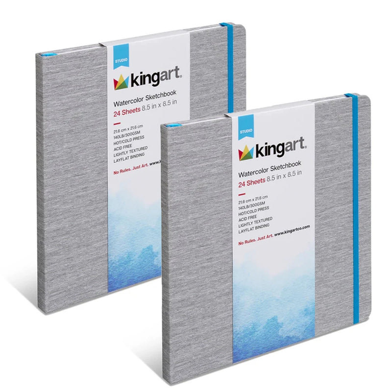 Hardcover Watercolor Sketchbook - 8.5” x 8.5” 140lb (300g) - 2 Pack - 24 Sheets