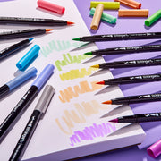 Twin-Tip™ Brush Pens 12 PASTEL Colors - Pro - KINGART