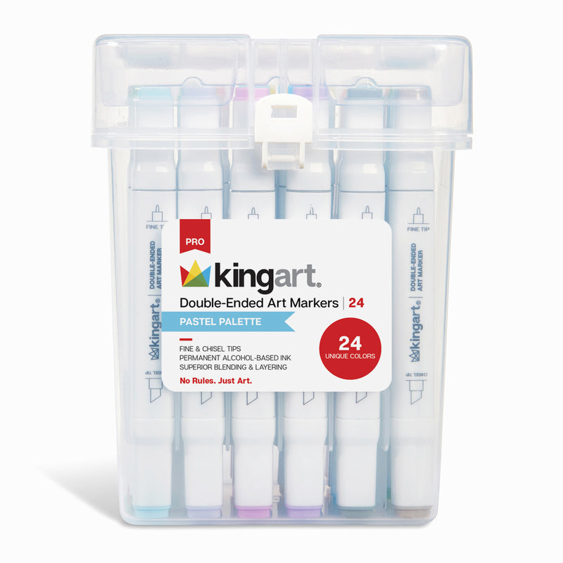 Double-Ended Alcohol Markers 24 Pastel Colors - Pro - KINGART