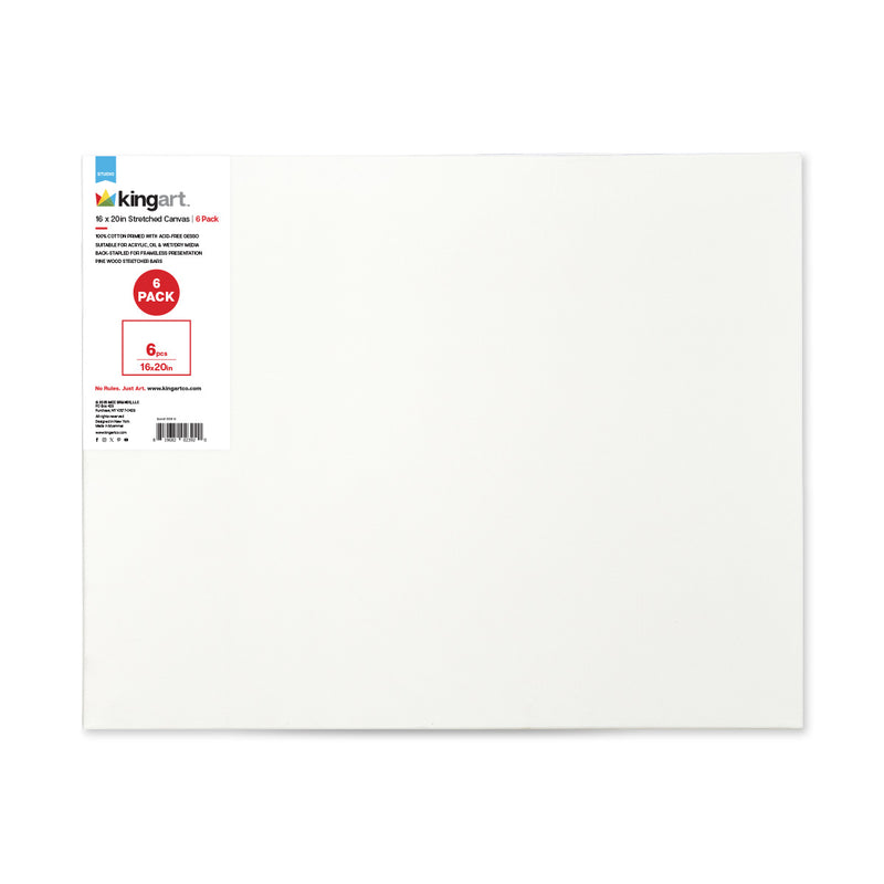 Stretched Canvas 16x20 6 pc - STRETCHED CANVAS & PANEL BOARDS - KINGART