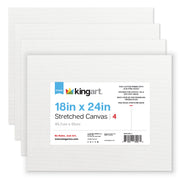 Stretched White Canvas – 18" x 24" (4 Pack) - STRETCHED CANVAS & PANEL BOARDS - KINGART