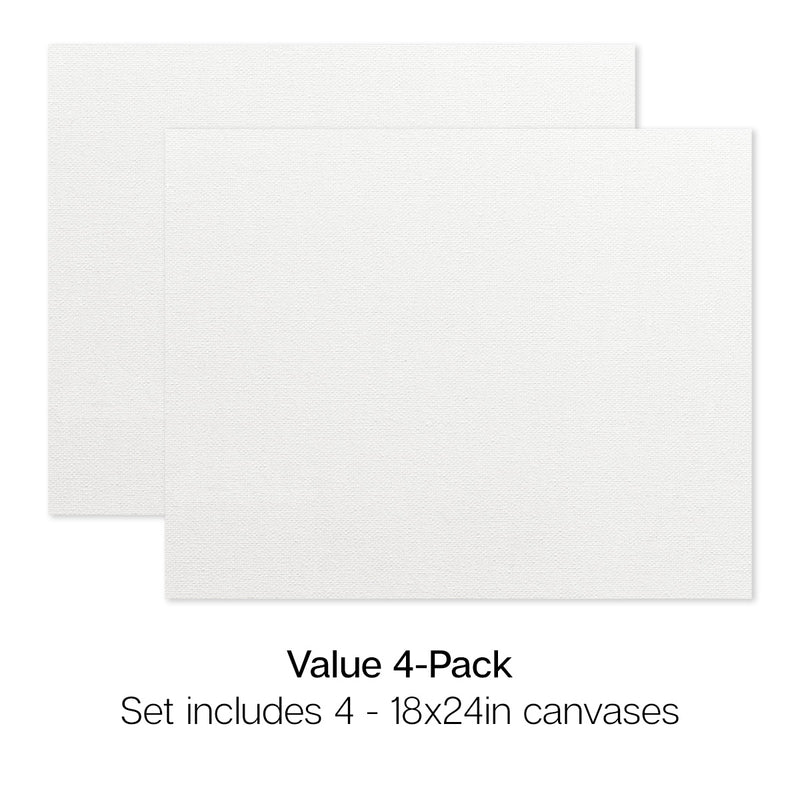Stretched White Canvas – 18" x 24" (4 Pack) - STRETCHED CANVAS & PANEL BOARDS - KINGART