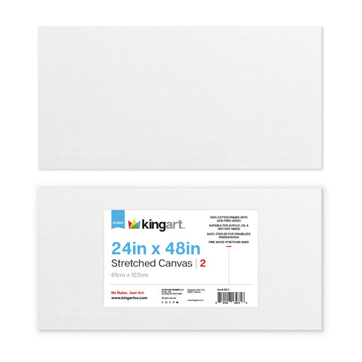 Stretched White Canvas – 24" x 48" (2 Pack) - Studio - KINGART